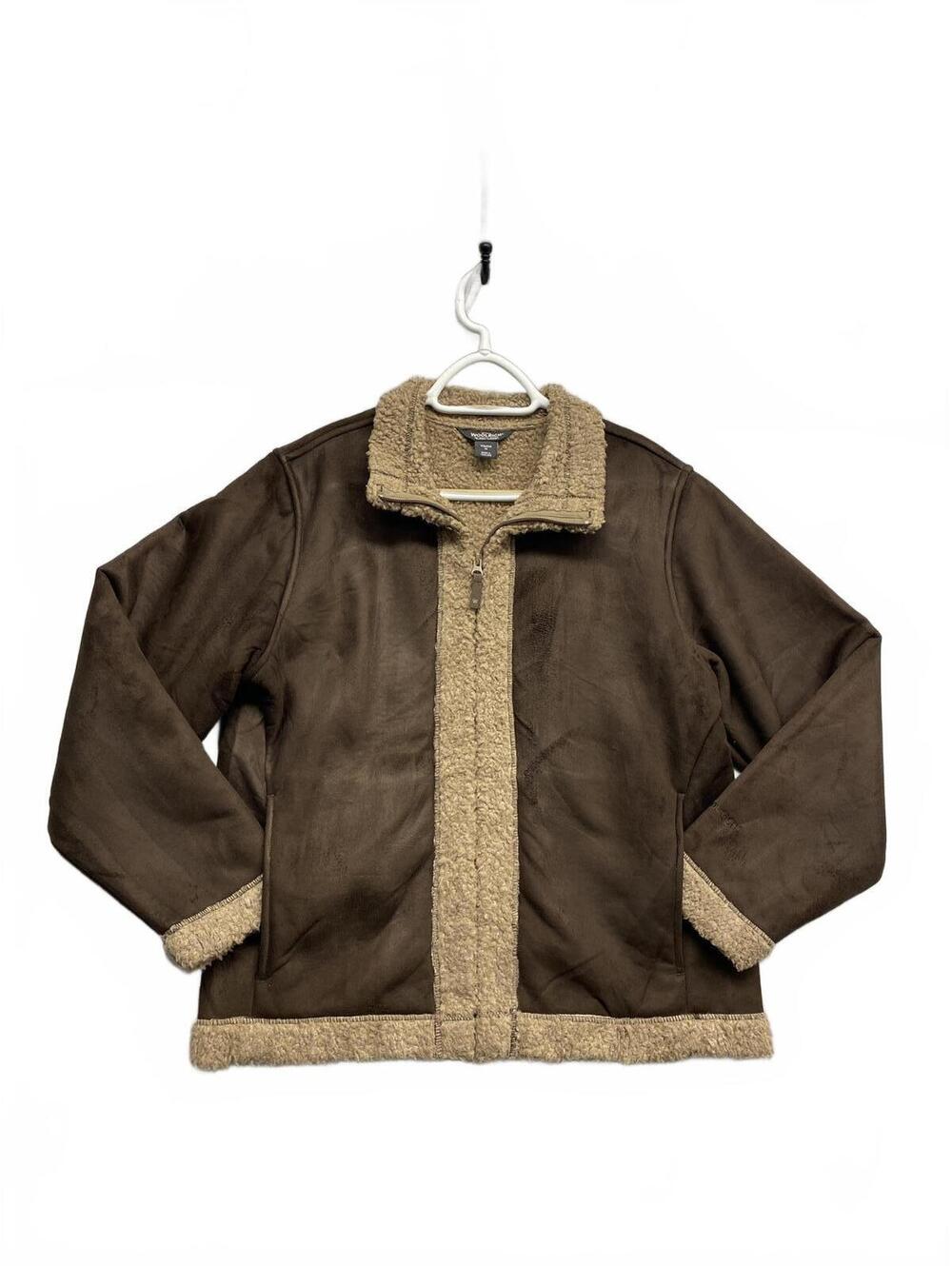 Vintage Y2K Woolrich Women's Brown Faux Suede/Shearling Fleece Jacket Size M